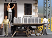 Busch 10261 - 0 - Holzkarren inkl. 2 Milchkannen